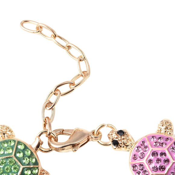🐢 Turtle Bracelet, Multi Color Austrian Crystals. Adjustable Size. - Picture 4 of 5